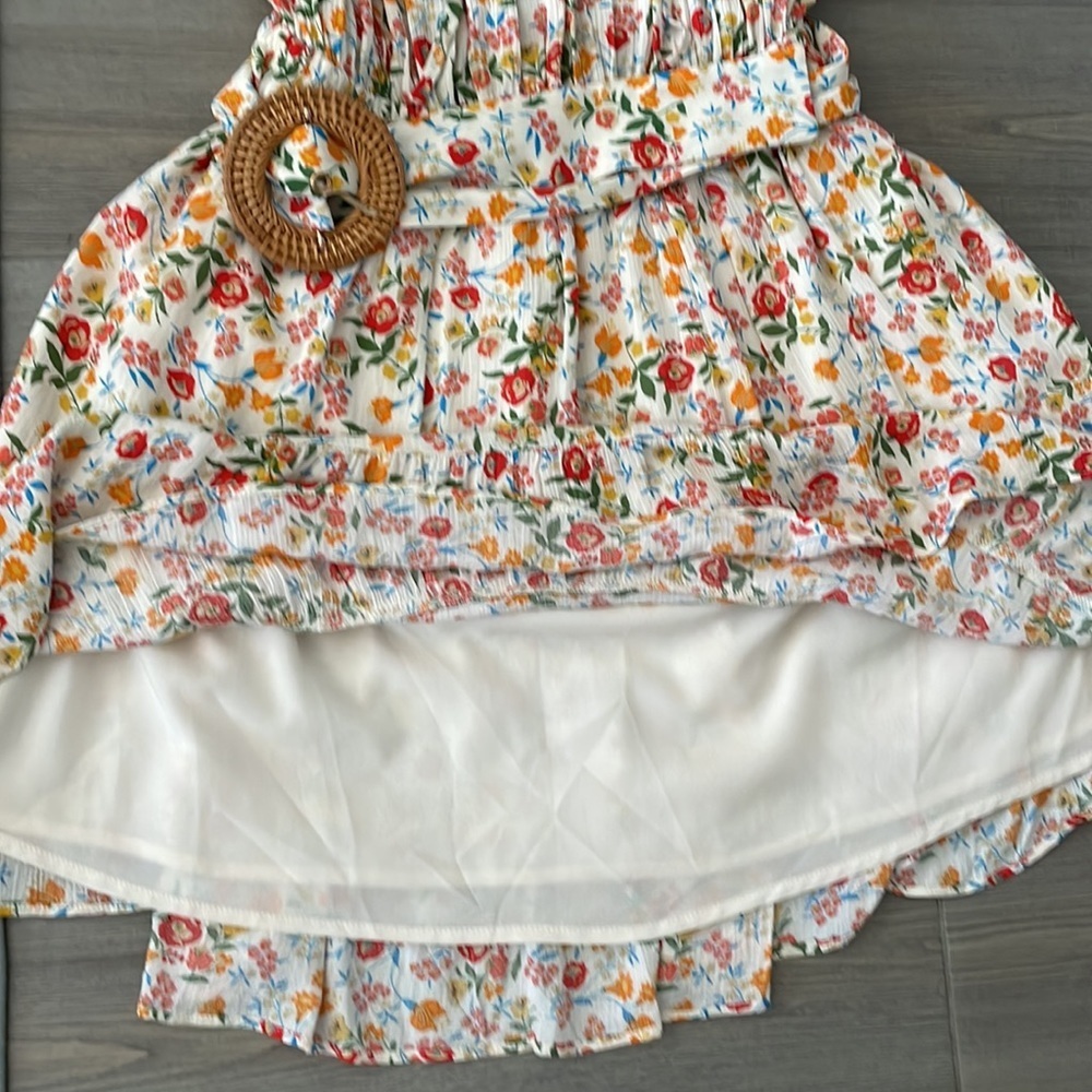 Boutique Floral Off the Shoulder Dress Cream Medium - Picture 6 of 6